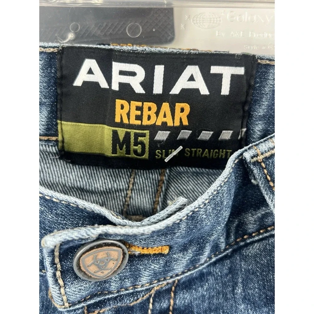 Ariat Rebar M5 Cowboycore Slim Straight Jeans Mens 38x30 Western Workwear Denim